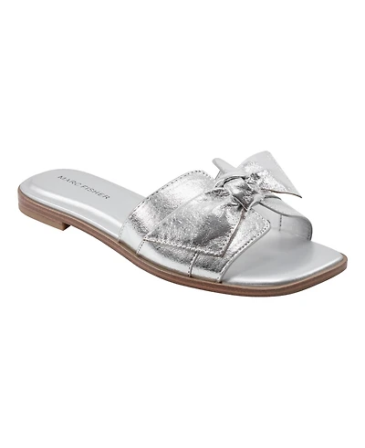 Marc Fisher Women's Finey Square Toe Slip-On Flat Sandals
