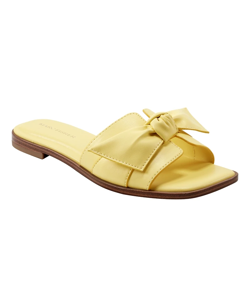 Marc Fisher Women's Finey Square Toe Slip-On Flat Sandals
