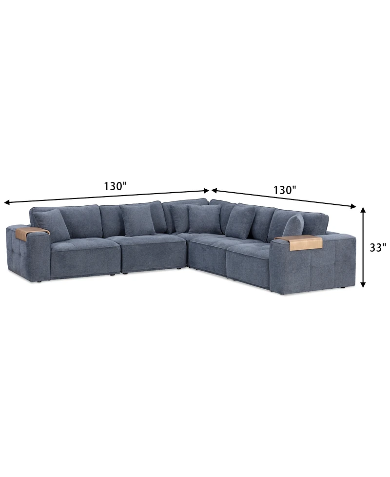 Nycolle 5-Pc. Modular Fabric L-Shape Sectional, Created for Macy's