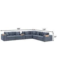 Nycolle -Pc. Modular Fabric L-Shape Sectional with 1 Console