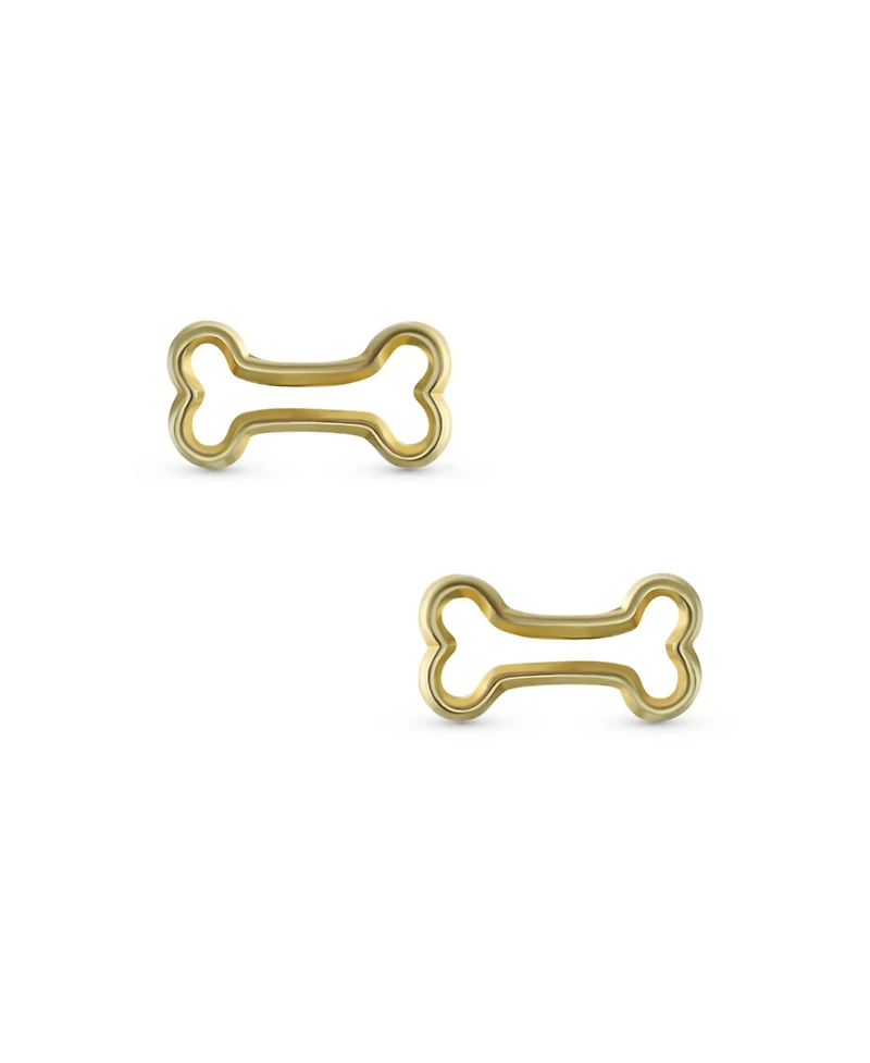 Bling Jewelry Tiny Mini Bff Animal Lover Pet Dog Bone Stud Earrings Cartilage Ear Lobe 10K Yellow Gold Screw back