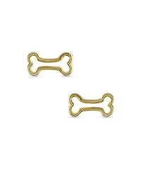 Bling Jewelry Tiny Mini Bff Animal Lover Pet Dog Bone Stud Earrings Cartilage Ear Lobe 10K Yellow Gold Screw back