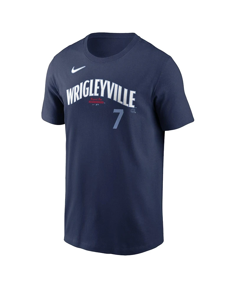 Nike Men's Dansby Swanson Navy Chicago Cubs City Connect Fuse Name Number T-Shirt