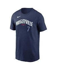 Nike Men's Dansby Swanson Navy Chicago Cubs City Connect Fuse Name Number T-Shirt
