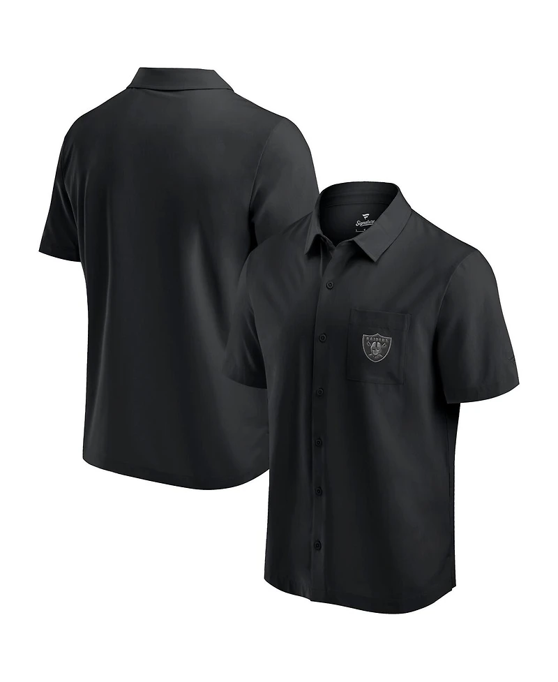 Fanatics Men's Black Las Vegas Raiders Front Office Button-Up T-Shirt