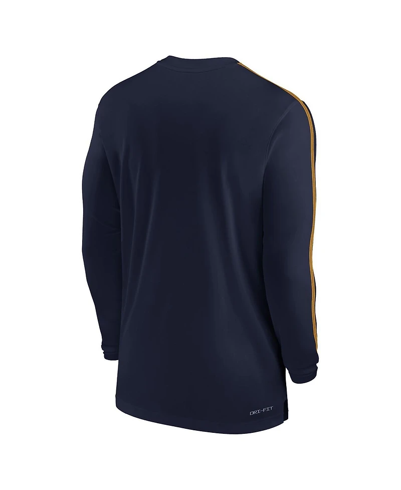 Nike Men's Navy West Virginia Mountaineers 2024 Sideline Coach Uv Performance Long Sleeve T-Shirt