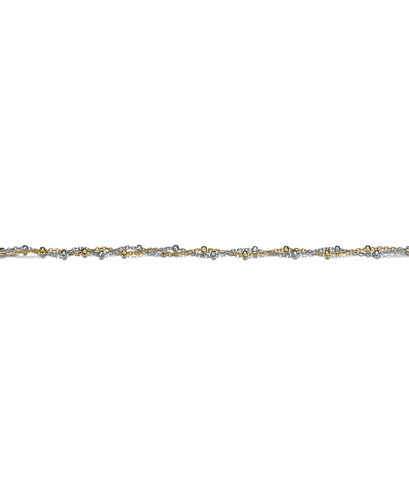 GiGiGirl Sterling Silver Two-Tone Entwined Double-Layer Chain Anklet