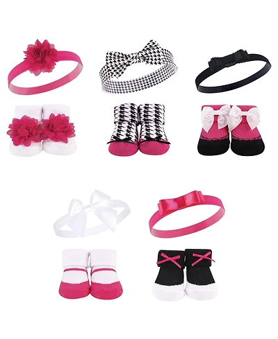 Hudson Baby Girls 10Pc Headband and Socks Set