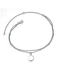 GiGiGirl Sterling Silver Medallion Disc Dangle Charm Double-Layer Chain Anklet, Adjustable Length