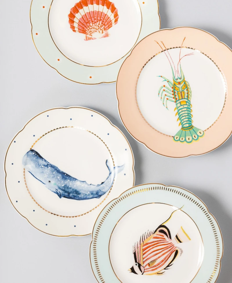 Yvonne Ellen Fishy Tea Plates, Set of 4