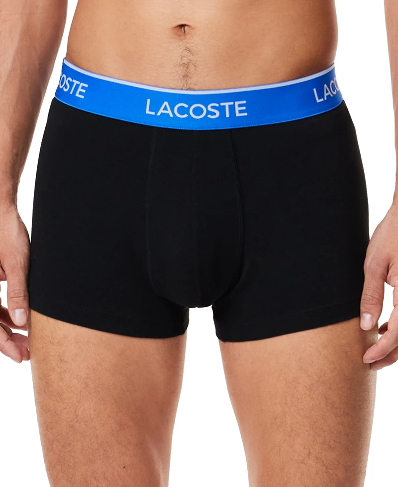 Lacoste Men's 3-Pack Regular-Fit Logo Waistband Trunk Underwear