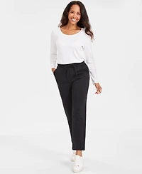 Style & Co Women's Mid-Rise Drawstring-Waist Fleece Pant, Created for Macy's