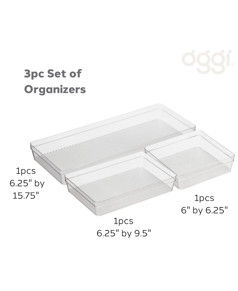 Oggi Set of 3 Clear Drawer Organizers