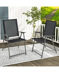 Slickblue 2 Pieces Patio Folding Chairs with Armrests for Deck Garden Yard