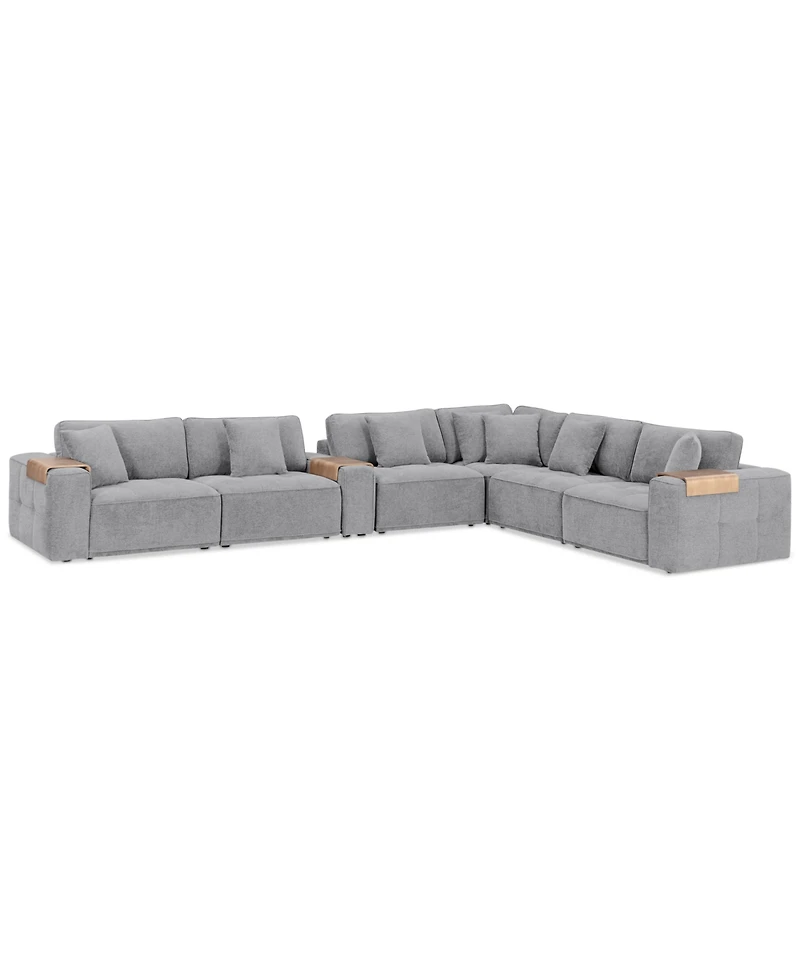 Nycolle -Pc. Modular Fabric L-Shape Sectional with 1 Console