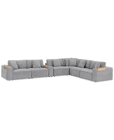Nycolle -Pc. Modular Fabric L-Shape Sectional with 1 Console