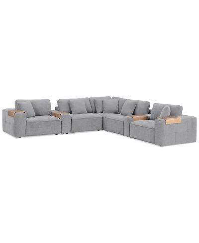 Nycolle 7-Pc. Modular Fabric L-Shape Sectional with 2 Consoles, Created for Macy's