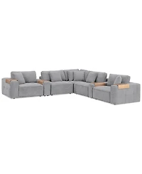 Nycolle 7-Pc. Modular Fabric L-Shape Sectional with 2 Consoles, Created for Macy's