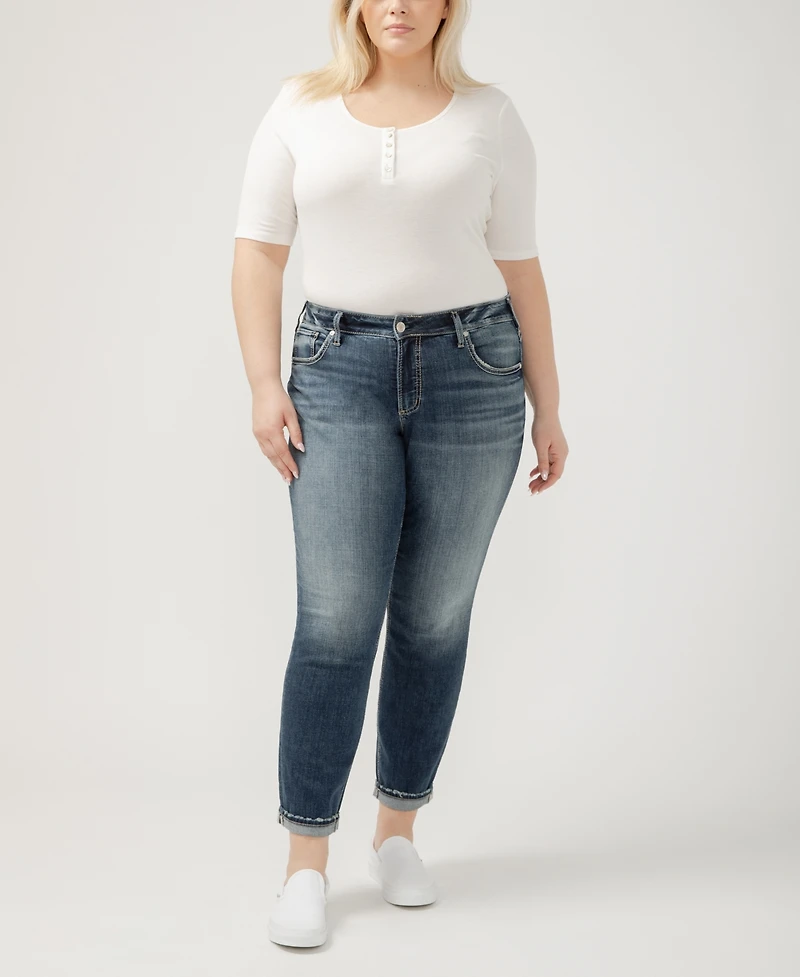 Silver Jeans Co. Plus Boyfriend Mid Rise Slim Leg Luxe Stretch