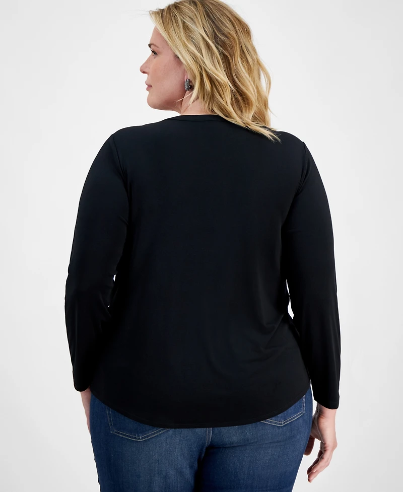 I.n.c. International Concepts Plus Size Long-Sleeve Top, Created for Macy's