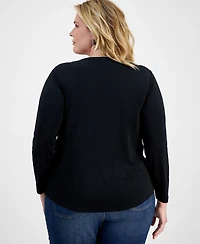 I.n.c. International Concepts Plus Size Long-Sleeve Top, Created for Macy's