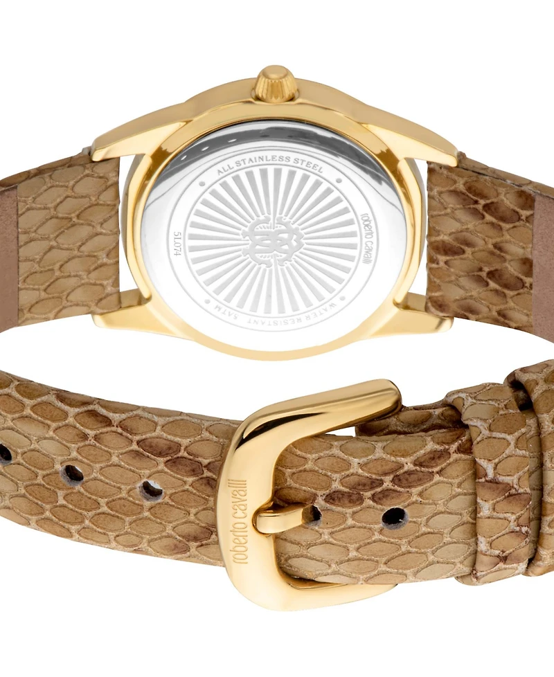 Roberto Cavalli Women's Quartz Brown Leather Watch 28mm