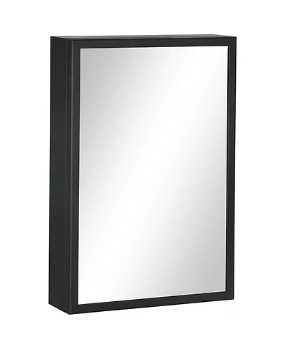 kleankin Bathroom Mirror with Storage Shelves Bathroom Wall Cabinet, Black