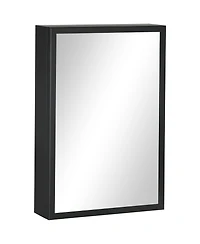 kleankin Bathroom Mirror with Storage Shelves Bathroom Wall Cabinet, Black