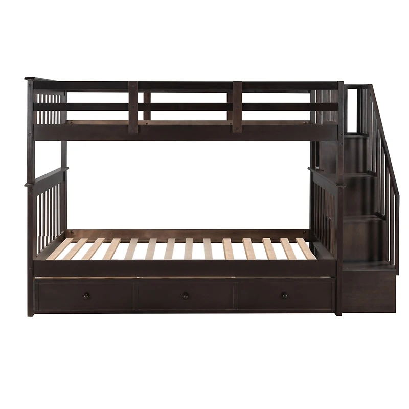 Streamdale Stairway Twin-Over-Twin Bunk Bed With Three Drawers For Bedroom, Dorm