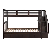 Streamdale Stairway Twin-Over-Twin Bunk Bed With Three Drawers For Bedroom, Dorm