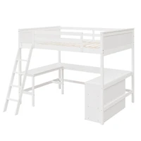 Streamdale Full Loft Bed With Shelves And Desk, Wooden Desk