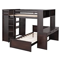 Streamdale Twin Loft Bed with Desk, Shelves, and Wardrobe