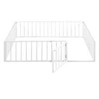 Streamdale Queen Metal Floor Bed Frame With Fence And Door