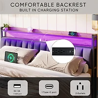 Streamdale King Bed Frames With Storage and Led Platform Frame