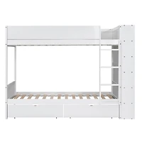 Streamdale Twin Over Bunk Bed With 2 Drawers And Multilayer Cabinet