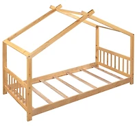 Streamdale Twin House Platform Bed With Headboard And Footboard, Roof Design