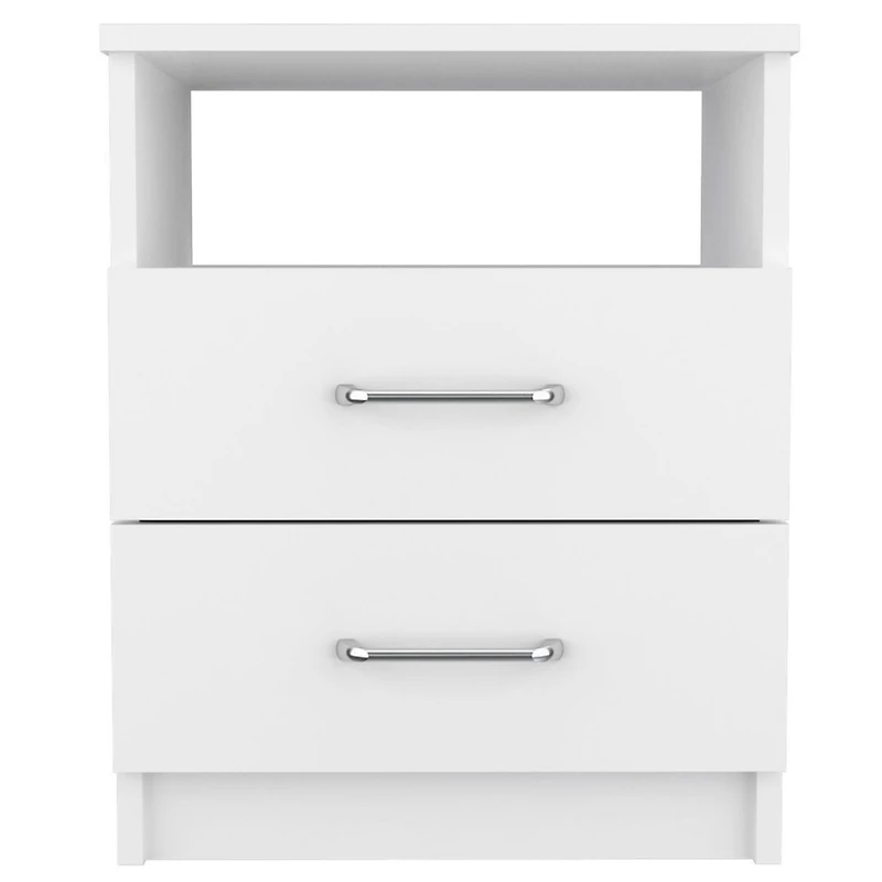 Streamdale Furniture Napoles Nightstand, Superior Top, Two Drawers, One Shelf