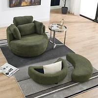 Streamdale 39" Oversized Swivel Chair with Storage Ottoman & Pillows