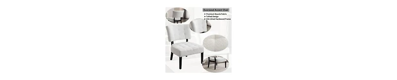 Simplie Fun Boucle Tufted Accent Chair with Oversized Seating, White