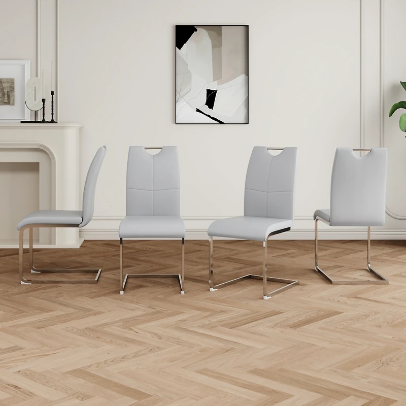 Streamdale Furniture Set of 4 Modern Faux Leather Dining Chairs