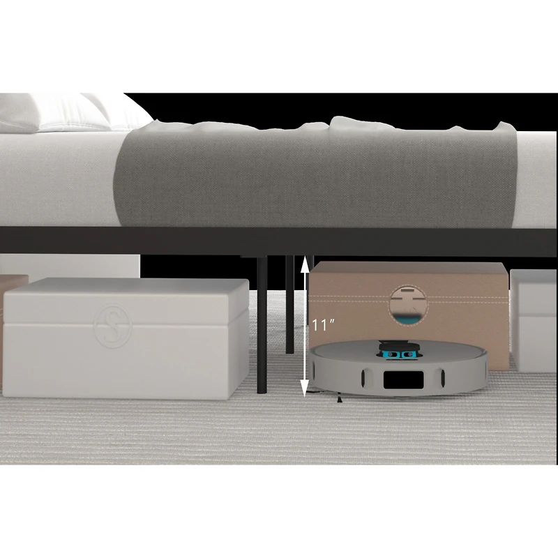 Streamdale Furniture Ceres Metal Bed Black with Walnut Wood Headboard&Footboard Queen