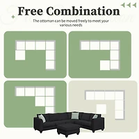 Streamdale Furniture 7-Seat L-Shape Modular Sectional Sofa Set with Ottoman