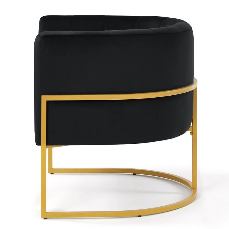 Simplie Fun Golden Metal Accent Chair with Velvet Upholstery