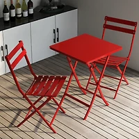 Streamdale 3 Piece Patio Bistro Set Of Foldable Square Table And Chairs