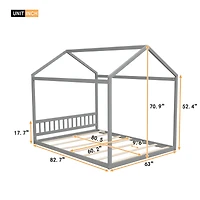 Simplie Fun Queen Size Wooden House Bed With Headboard