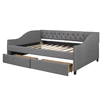 Streamdale Upholstered Daybed With Two Drawers, Wood Slat Support Full Size