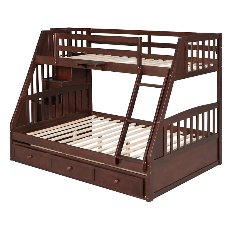 Streamdale Twin-Over-Full Bunk Bed With Drawers, Ladder And Storage Staircase