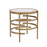 Simplie Fun Modern Side Table, Pandora Stone End Table, Golden Coffee Table 20.67"W X 20.67"D X 21.65'H