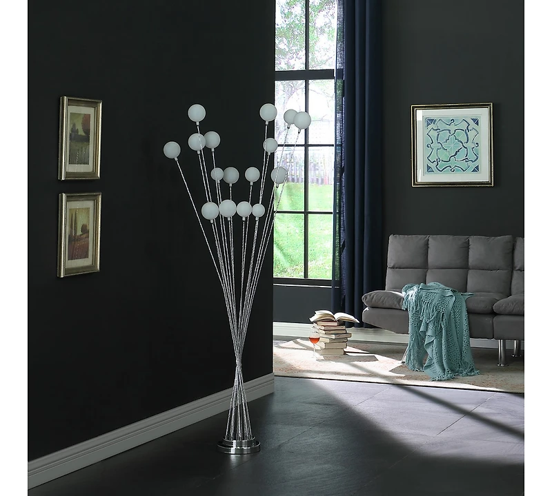 Streamdale Silver Chrysanthe Chrome Led Floor Lamp