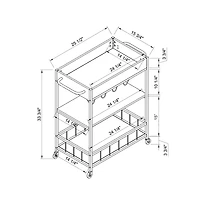 Simplie Fun Kitchen Cart White Silver